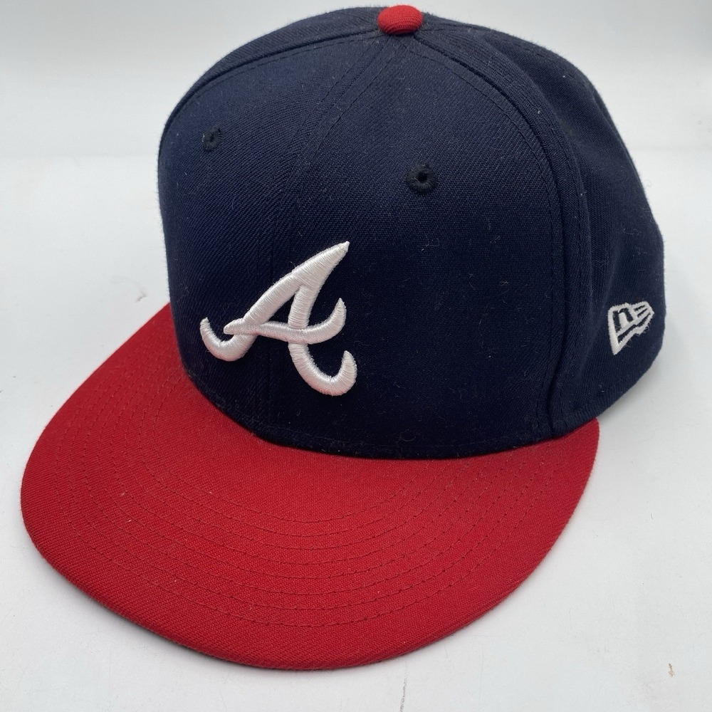 Atlanta Braves All Home Fitted New Era 59Fifty Hat Red Blue MLB Size 7 3/4 VGC